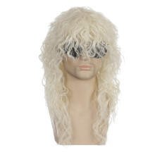 Women's Long Curly Black Wig 80s Rock-Punk Style