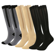Compression Socks with Zipper 15-20mmHg Closed Toe 3 Pairs