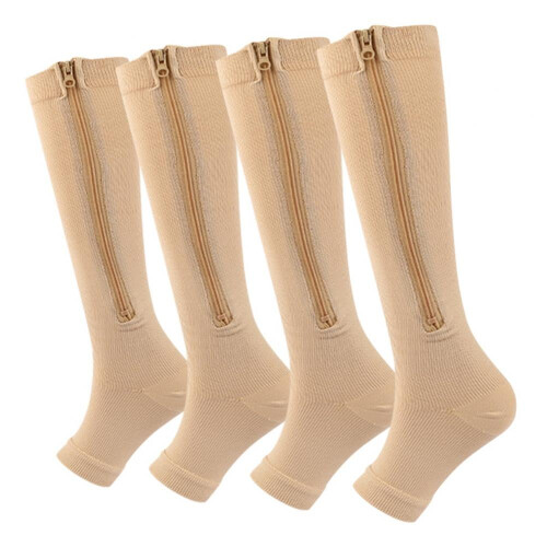 Compression Socks 15-20 mmHg Open Toe Knee High 2 Pairs