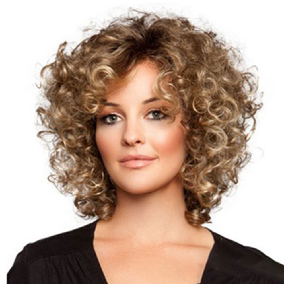 Blonde Curly Lace Front Human Hair Wig with Golden Headband
