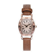 Women's Quartz Watch Leather Strap Wine Red Square Dial