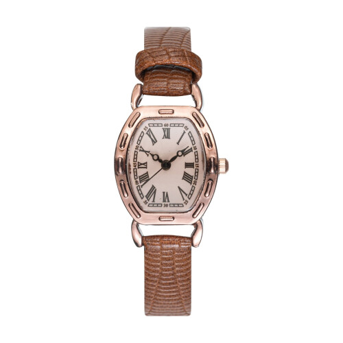 Women's Quartz Watch Leather Strap Wine Red Square Dial