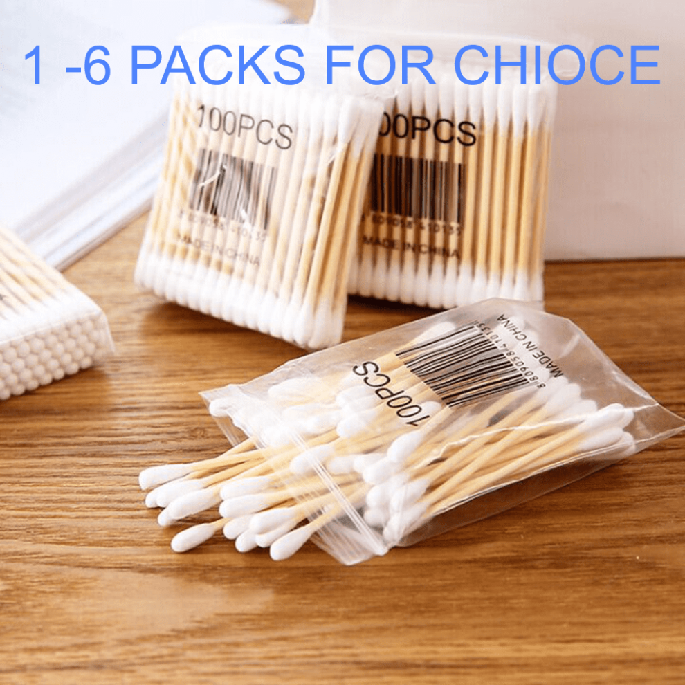 Cotton Ear Swabs with Wooden Sticks 100/200/400/600 Count