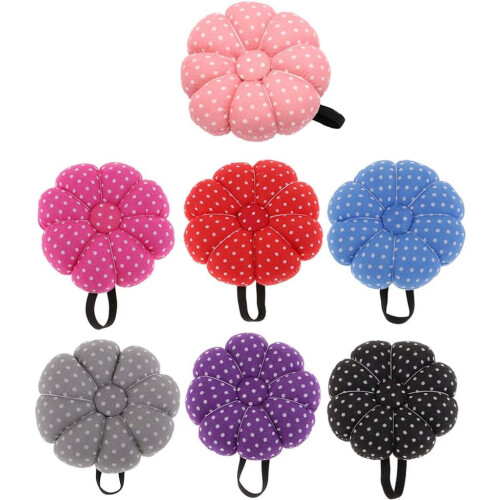 Pumpkin-shaped sewing pincushion with wrist strap black 2