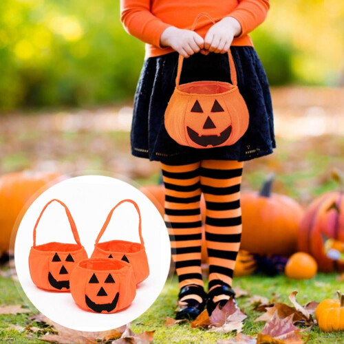 Halloween candy tote set pumpkin-shaped 3-piece