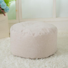 Ottoman Cover Round 16.5 x 12.5 Inch Beige