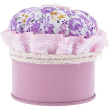 Iron Storage Jar for Quilting Pins with Pin Cushion Lid
