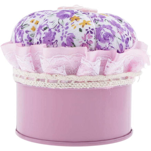 Iron Storage Jar for Quilting Pins with Pin Cushion Lid
