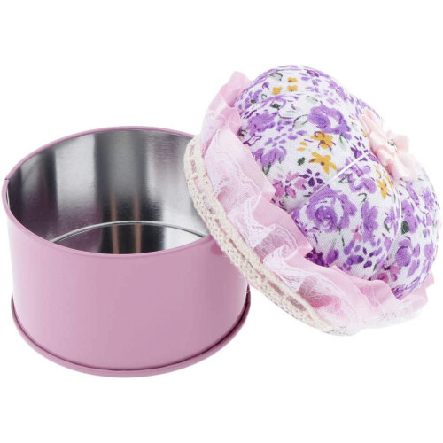 Iron Storage Jar for Quilting Pins with Pin Cushion Lid 1