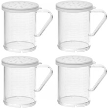 Soro Essentials - Lot de 4 salières et poivrières en acrylique de 295 ml (10 oz) avec 3 couvercles et une poignée, compatibles avec les
