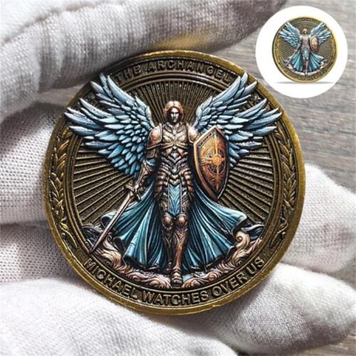 Archangel Michael Challenge Coin Psalm 91:10-11 Blue 1