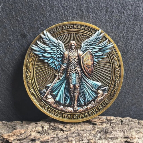 Archangel Michael Challenge Coin Psalm 91:10-11 Blue 2