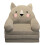 Kids Foldable Sofa Bed Plush Armchair with Backrest Grey 1