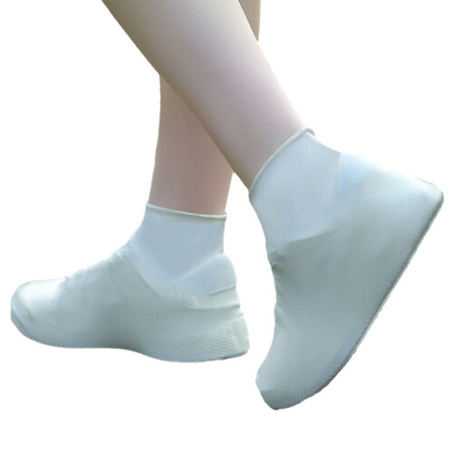 Anti-slip latex shoe covers reusable white
