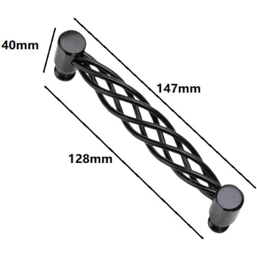 Black Birdcage Cabinet Handle Round 128mm 4 Pack 1