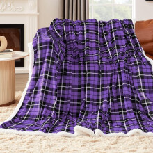 Purple Sherpa Throw Blanket Plush Reversible Fleece 50x60 in