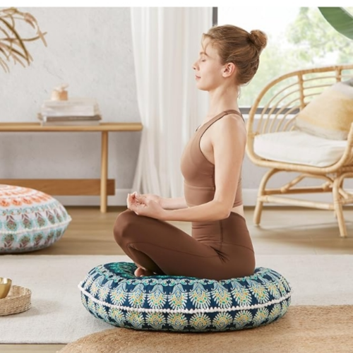 Almofada de chão redonda para meditação, em espuma viscoelástica, 81 cm (32 polegadas), verde. 1