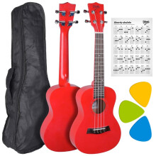 V-TONE UK23 RD akustisk koncertukulele 23" rød med etui