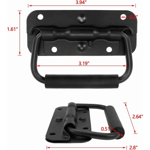 Black Spring-Loaded Pull Handle 3"1" Heavy Duty Folding 2 1