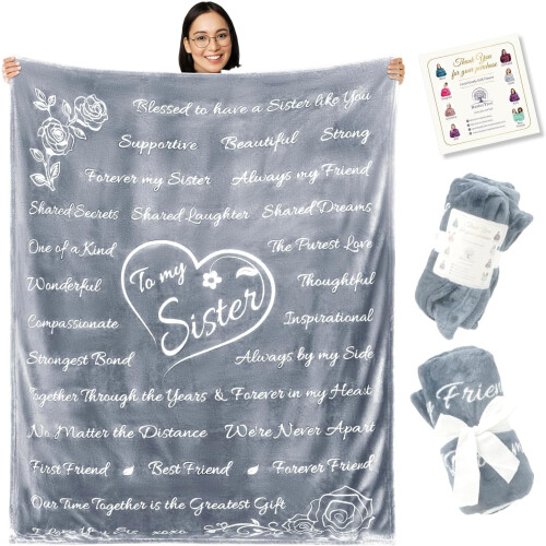 Sister Gift Blanket Silver 65 x 50 inches