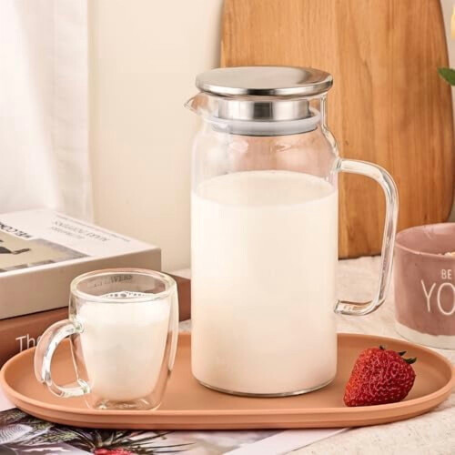 Jarra de vidro de 1200ml à prova de vazamentos com tampa 2