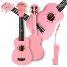 SUPRIMO UK21 PK sopranukulele 21" pink træ til børn til at lære at spille