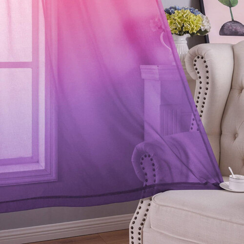 Purple pink sheer grommet curtains 2 panels 84 inch 2