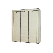 Canvas Wardrobe - Fabric - Beige - Clothes Hanging Rail with Storage Shelves 175 x 150 x 45 cm