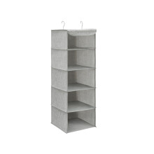 Hanging Storage Shelves - Fabric - Grey - 6-Tier Wardrobe Closet Organizer with Clips