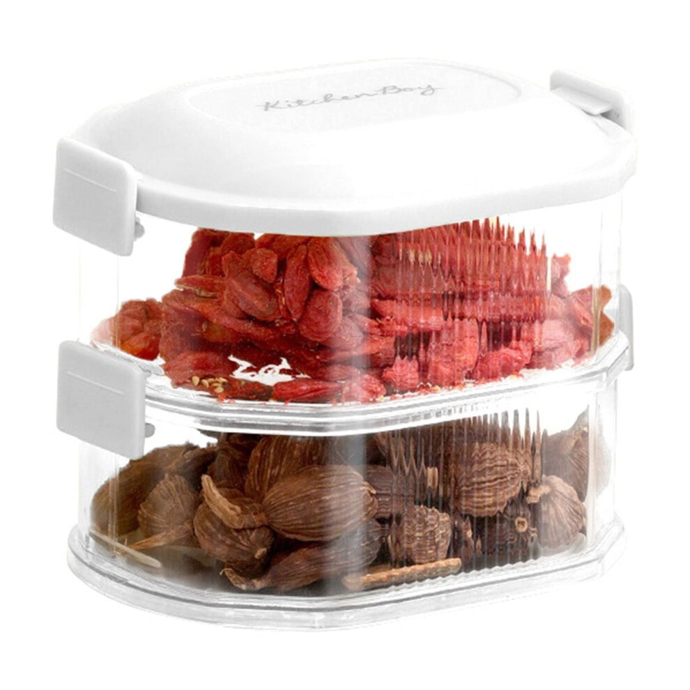 Stackable kitchen storage boxes with lids white