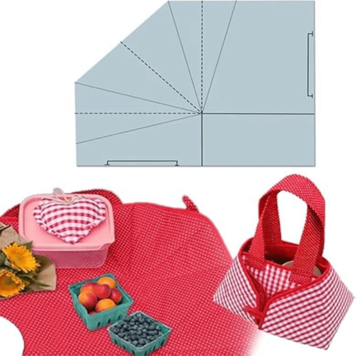 Fabric foldable food basket sewing template 8 inch 1