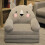 Kids Foldable Sofa Bed Plush Armchair with Backrest Grey 2