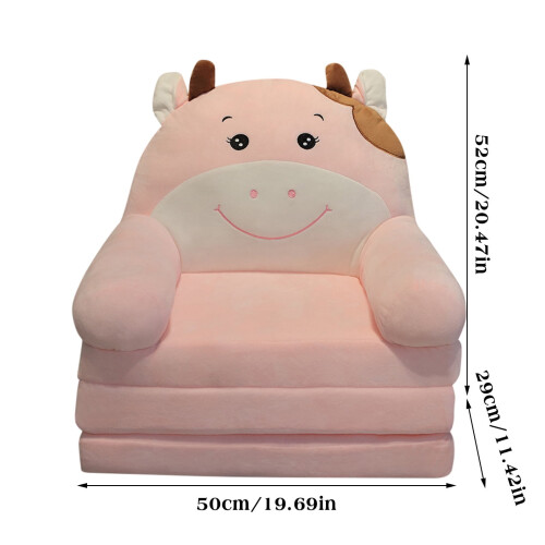 Kids Foldable Sofa Bed Plush Armchair with Backrest Grey 2