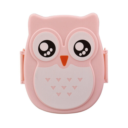 Owl-shaped portable bento lunch box pink one size 1