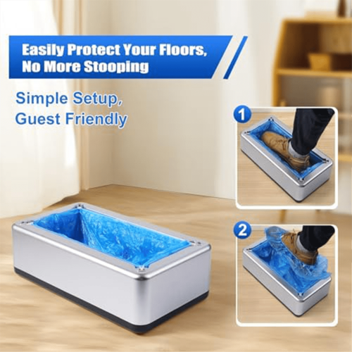 Shoe Cover Dispenser with 200 Covers Silver 2