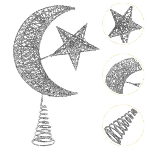 Étoile lumineuse argentée pour sapin de Noël 3D 2