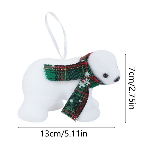 White plush bear Christmas tree pendant decoration 2