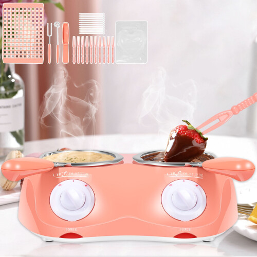 Toorise portable electric chocolate melter double pot