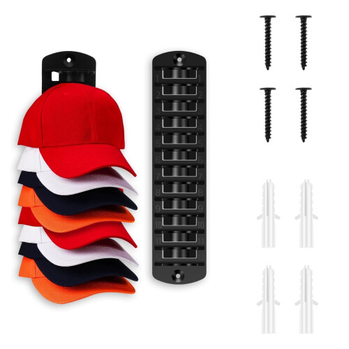 Hat Organizer Wall Rack Black 24-Cap Capacity