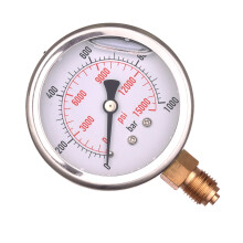 GLYCERIN MANOMETER 63MM 0-1000 BAR GEVIND 1/4 TOMMER BUNDURMÅLING