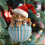 Christmas Cat Ornament 2D Flat Kitten with Santa Hat Red 6