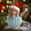 Christmas Cat Ornament 2D Flat Kitten with Santa Hat Red 7