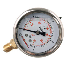 GLYCERIN MANOMETER TRYKMÅLEUR 63MM 0-4 BAR GEVIND 1/4 BUND