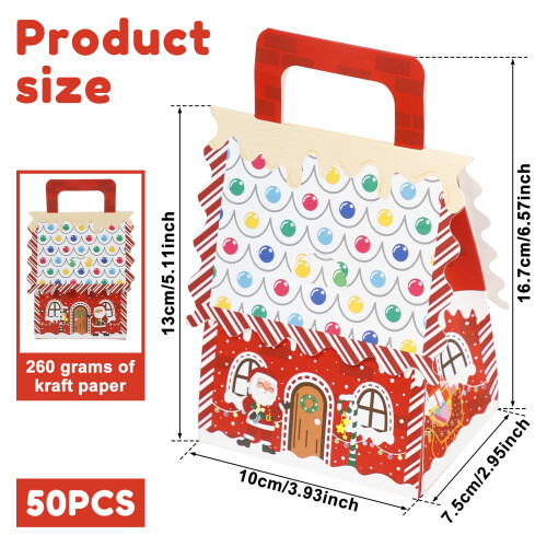 Toorise Christmas treat boxes with handle 50 pcs 2