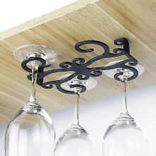Wine Glass Holders Hanging under Shelf, Wine Glass Rack Storage under Cabinet Stemware Organizer for Kitchen, Bar, 4 Slots, 1pc hwy
