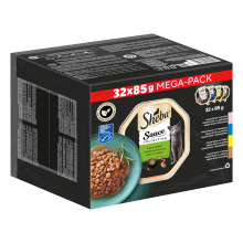SHEBA Sauce Lover Duck, Chicken, Salmon, Tuna – wet cat food – 32 x 85g