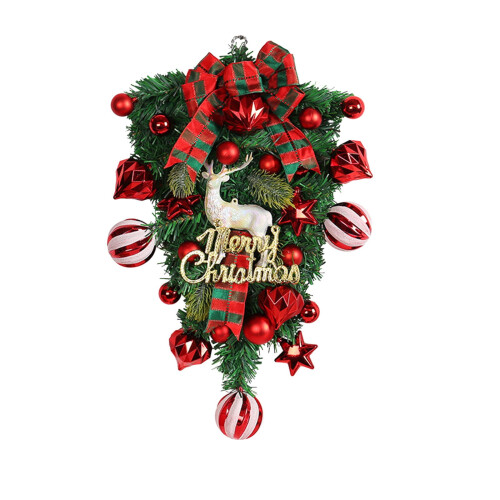 Christmas inverted tree decoration rattan red balls 1