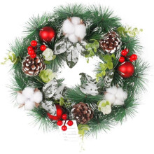Christmas wreath blue 12 inch with balls pine cones berries