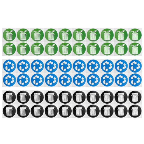 60Pcs/Set Circular Garbage Collection Identification Recycle Decal Dustbin Sticker