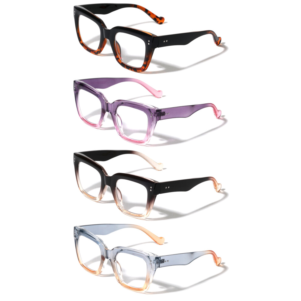 Women's Bold Oversized Reading Glasses +2.00 4 Pairs